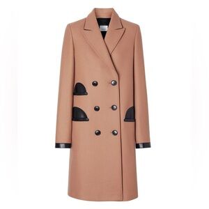 Burberry Lambskin Trim Wool Cashmere Blend Tailored Coat size US 2 - XS